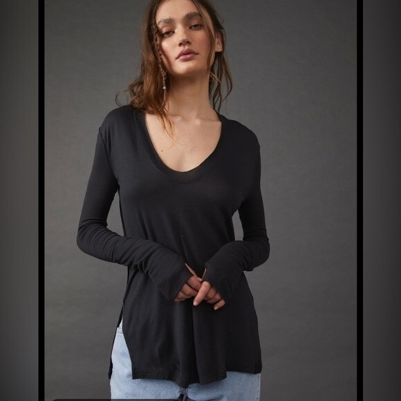 Free People Fresh And Clean Top Black Sz XS - Picture 2 of 7